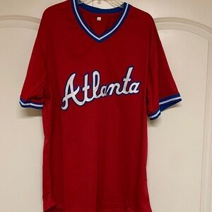 Red Atlanta Jersey with Blue Trim